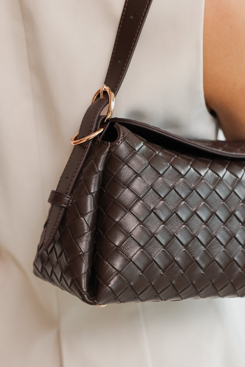 Roma Shoulder Bag in Chocolate Weave