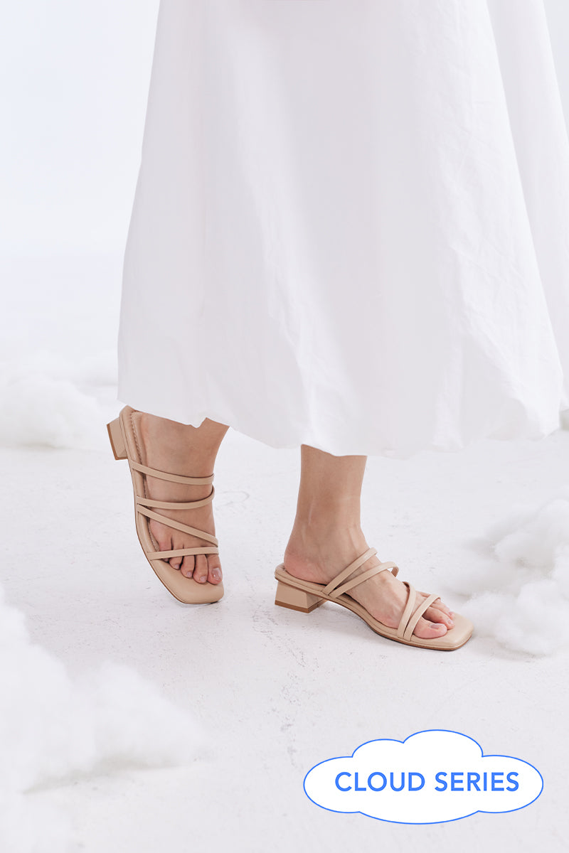 Rosalie Strappy Cloud Heels in Nude