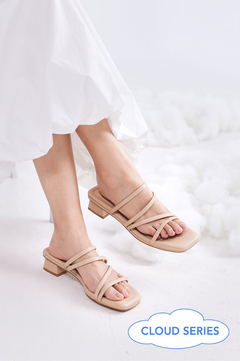 Rosalie Strappy Cloud Heels in Nude