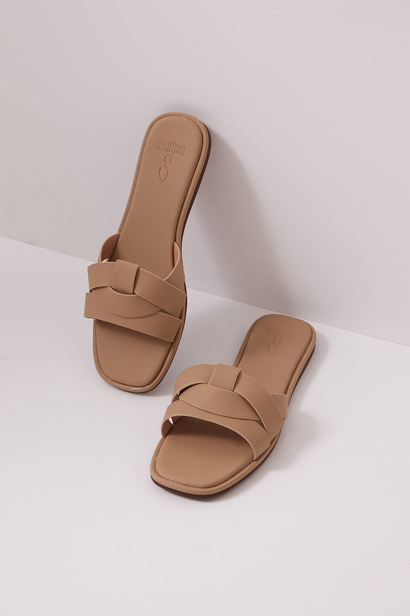 Ruka Sliders in Pale Taupe