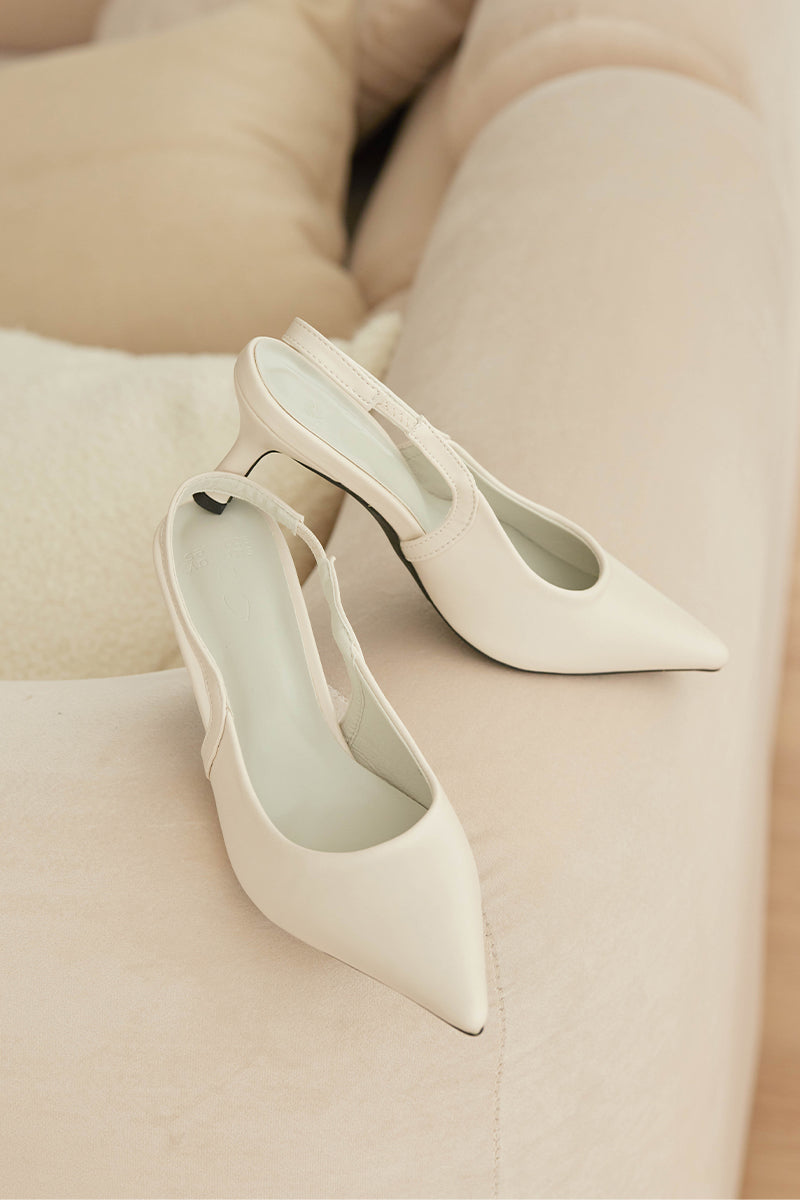 Scarlett Slingback Heels in Chalk