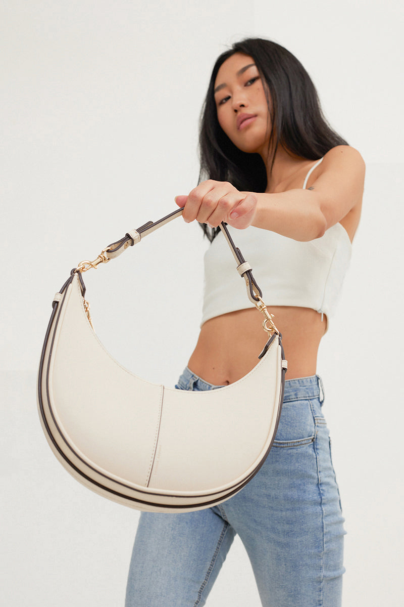 Selene Crescent Bag in Cream