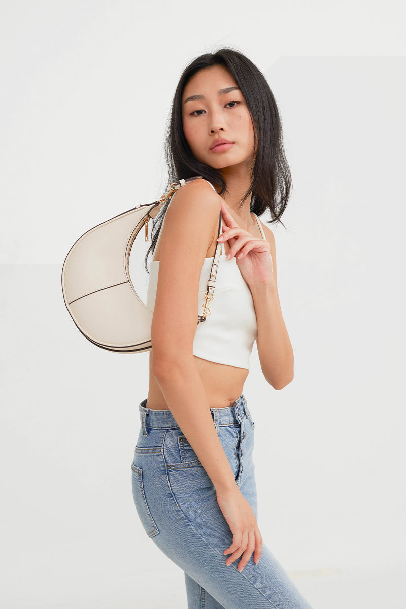 Selene Crescent Bag in Cream