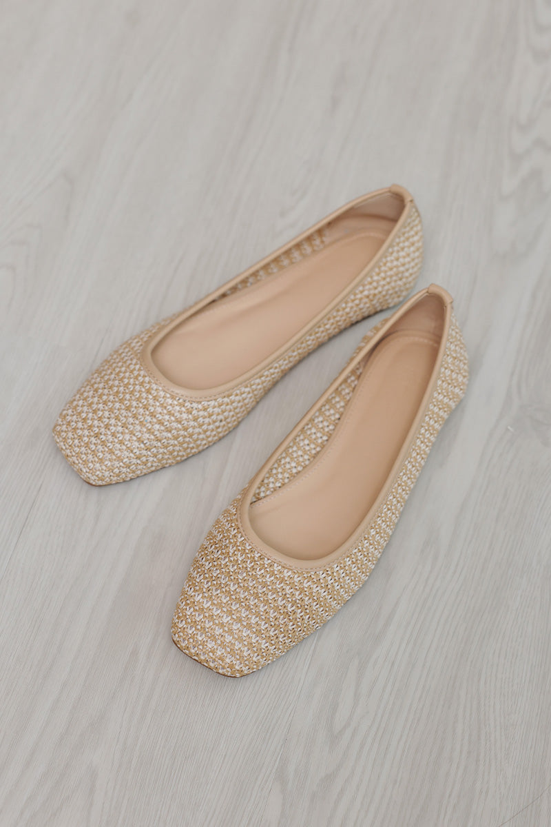 Sevi Rattan Flats in Cream