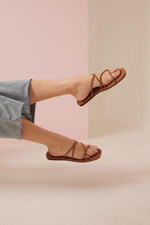
                  
                    Simba Criss-cross Strappy Sliders in Camel
                  
                