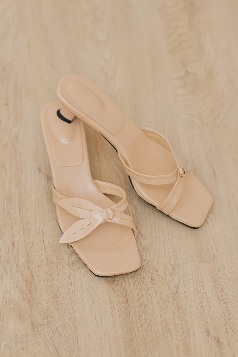 Soleia Flower Knot Kitten Heels in Nude