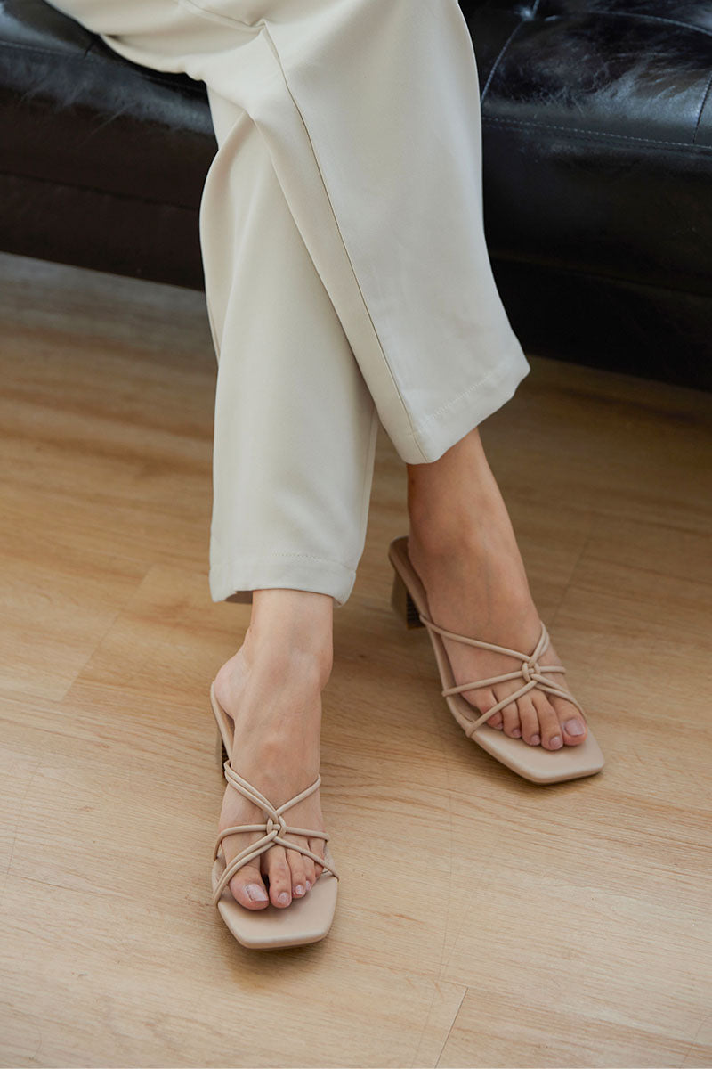 Soleil Interlocking Strappy Heels in Nude