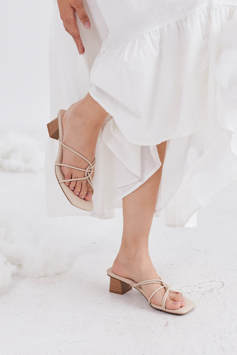 Soleil Strappy Cloud Heels in Pale Nude