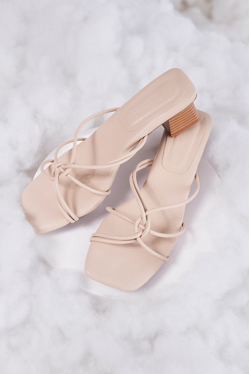 Soleil Strappy Cloud Heels in Pale Nude