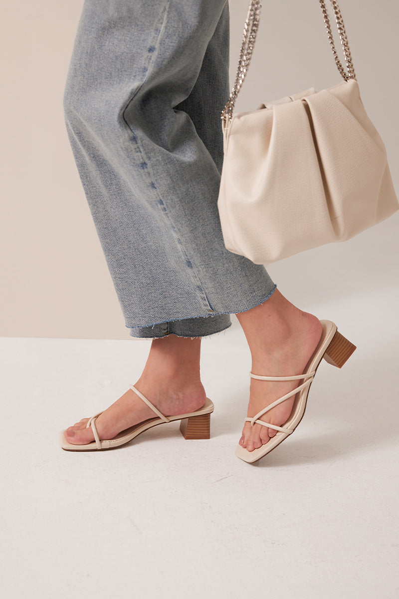 Sonder Strappy Heels in Warm Cream