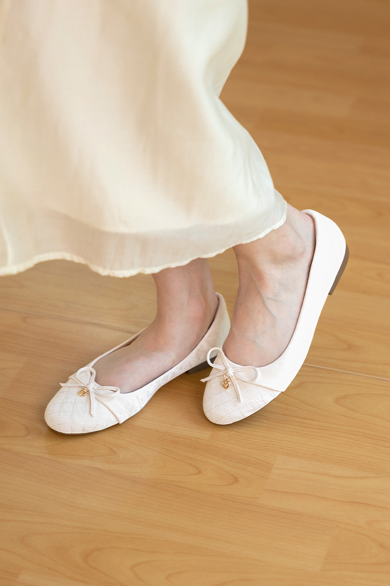 Soren Cloud Ballet Flats in Waterproof Satin Cream