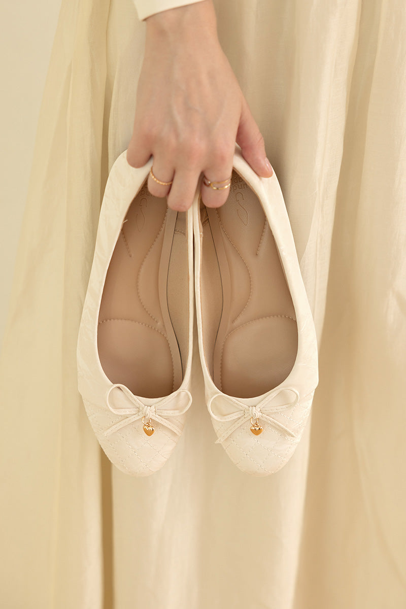 Soren Cloud Ballet Flats in Waterproof Satin Cream