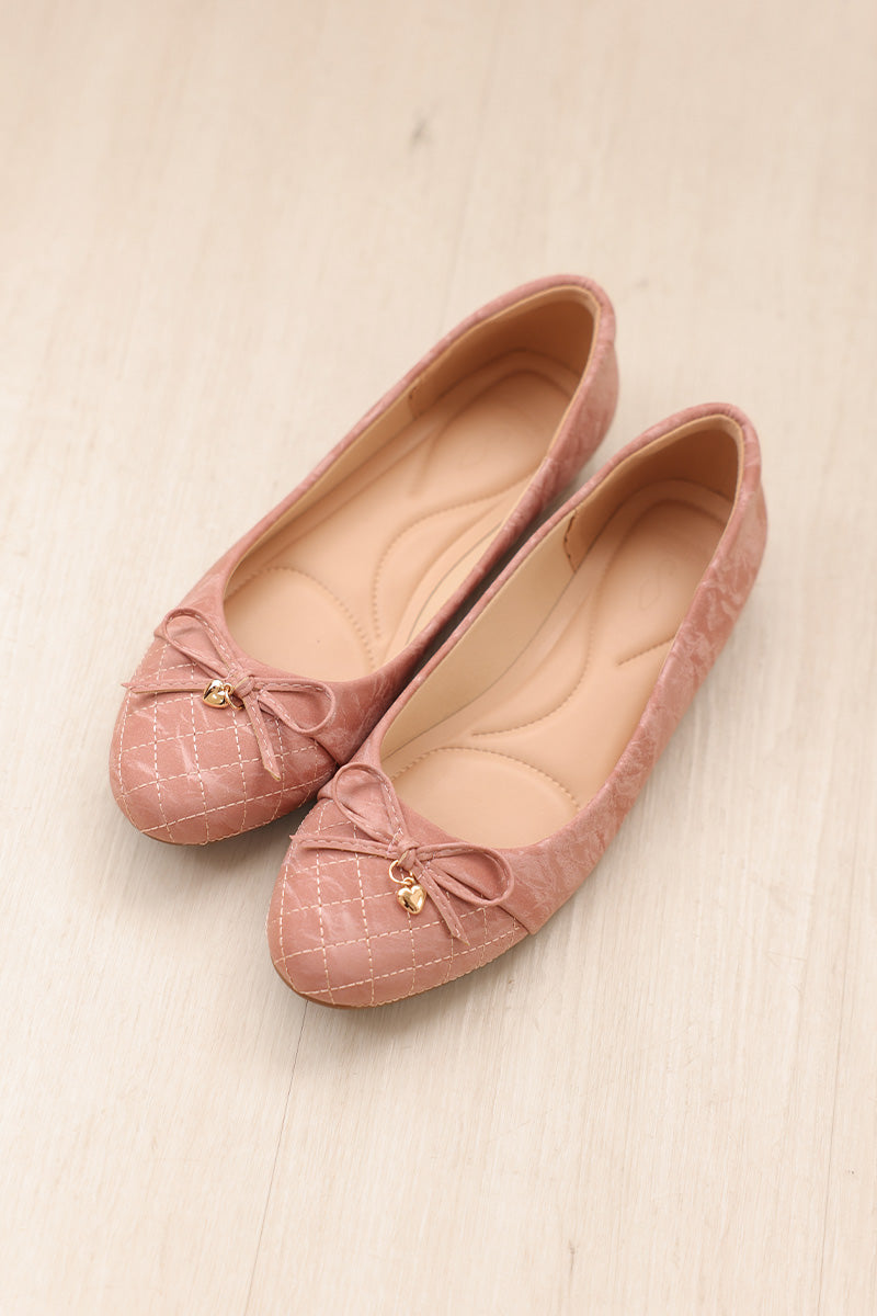 Soren Cloud Ballet Flats in Waterproof Satin Rosette Pink