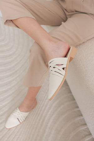 
                  
                    Soules Weaved Loafer Mules in Cream
                  
                