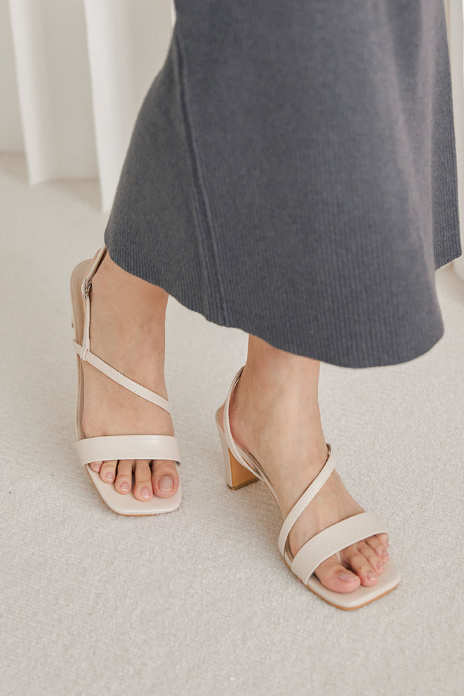 Sylvie Strappy Heels in Cream