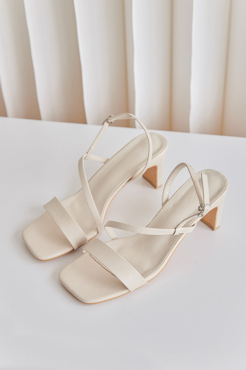 Sylvie Strappy Heels in Cream