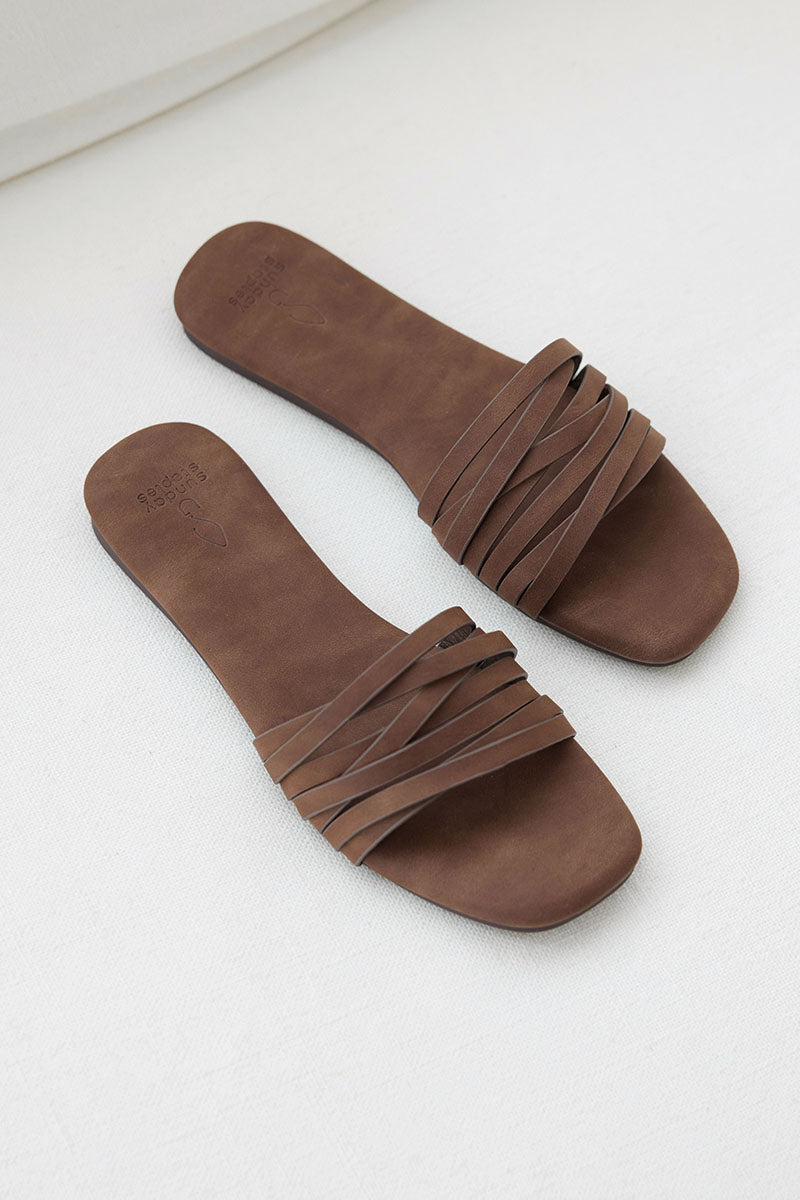 Tara Cloud Sliders in Cocoa Waterproof Suede