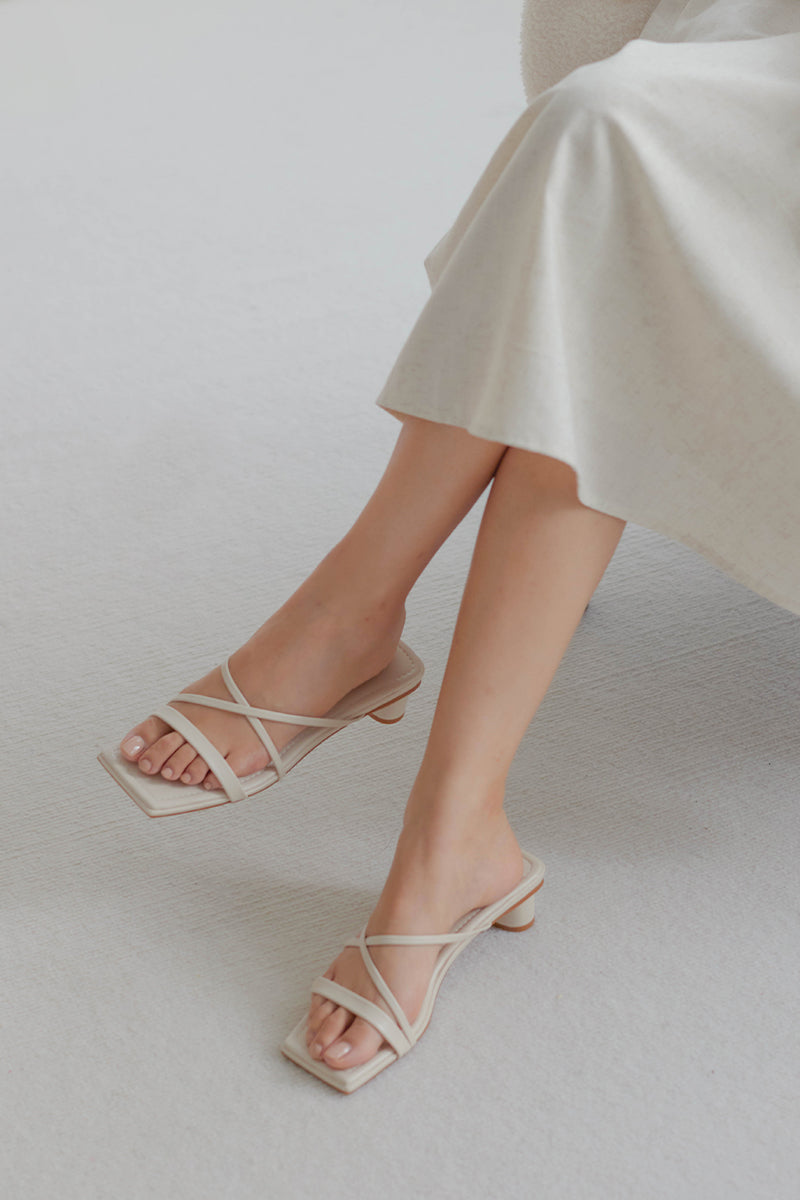 Tiffany Strappy Heels in Cream