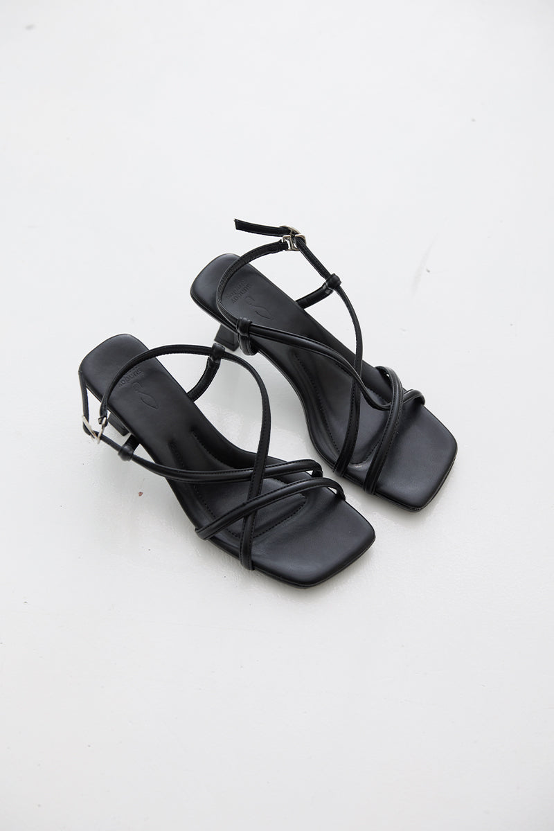 Vesper Strappy Sandal Heels in Black