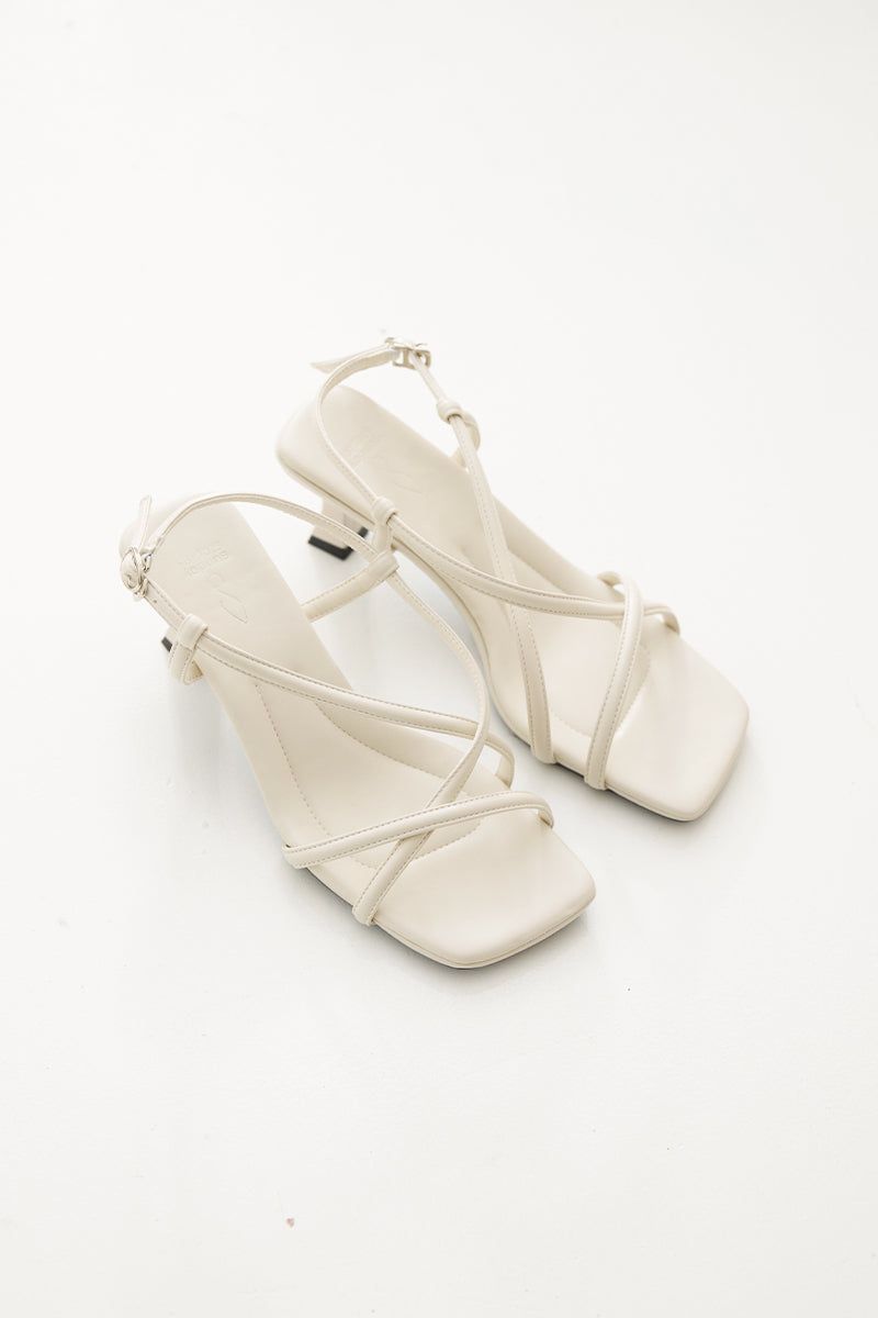 Vesper Strappy Sandal Heels in Cream