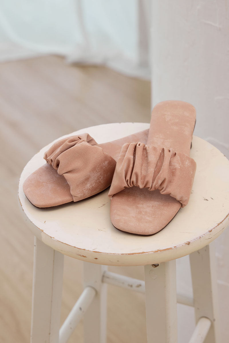 Willow Cloud Sliders in Pink Waterproof Satin