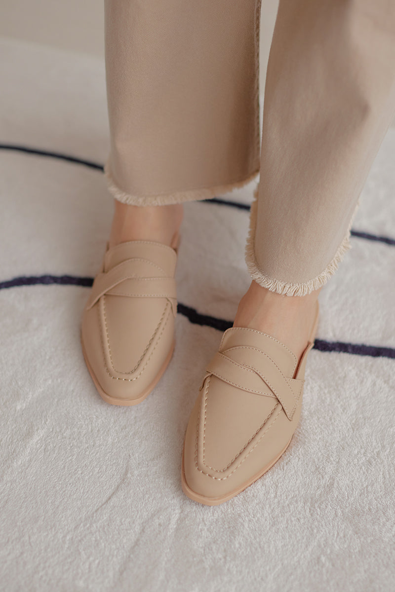 York Weave Loafer Mules in Taupe