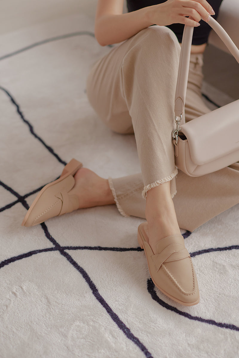 York Weave Loafer Mules in Taupe