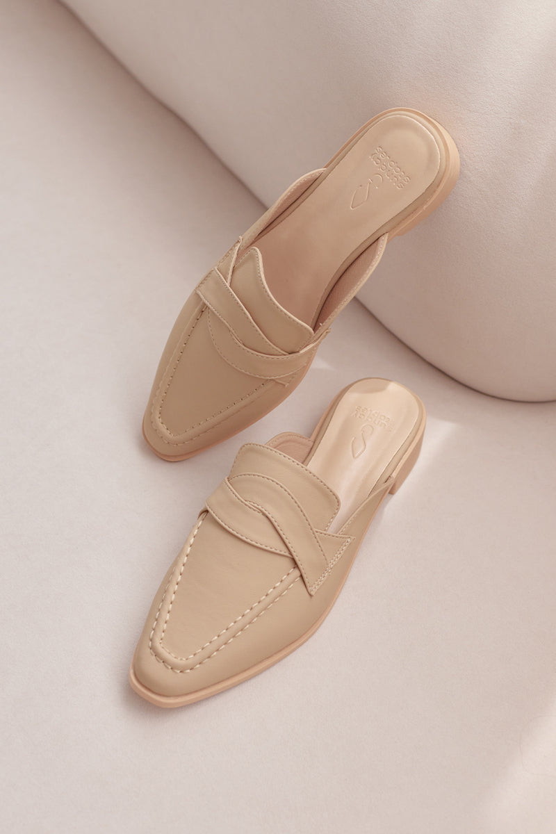 York Weave Loafer Mules in Taupe