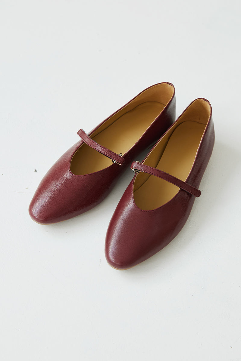 Allegro Calf Leather Maryjane Flats in Wine