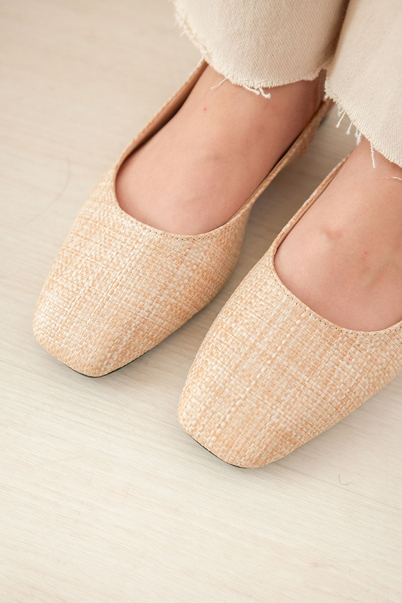 Crest Slingback Flats in Cream Waterproof Rattan