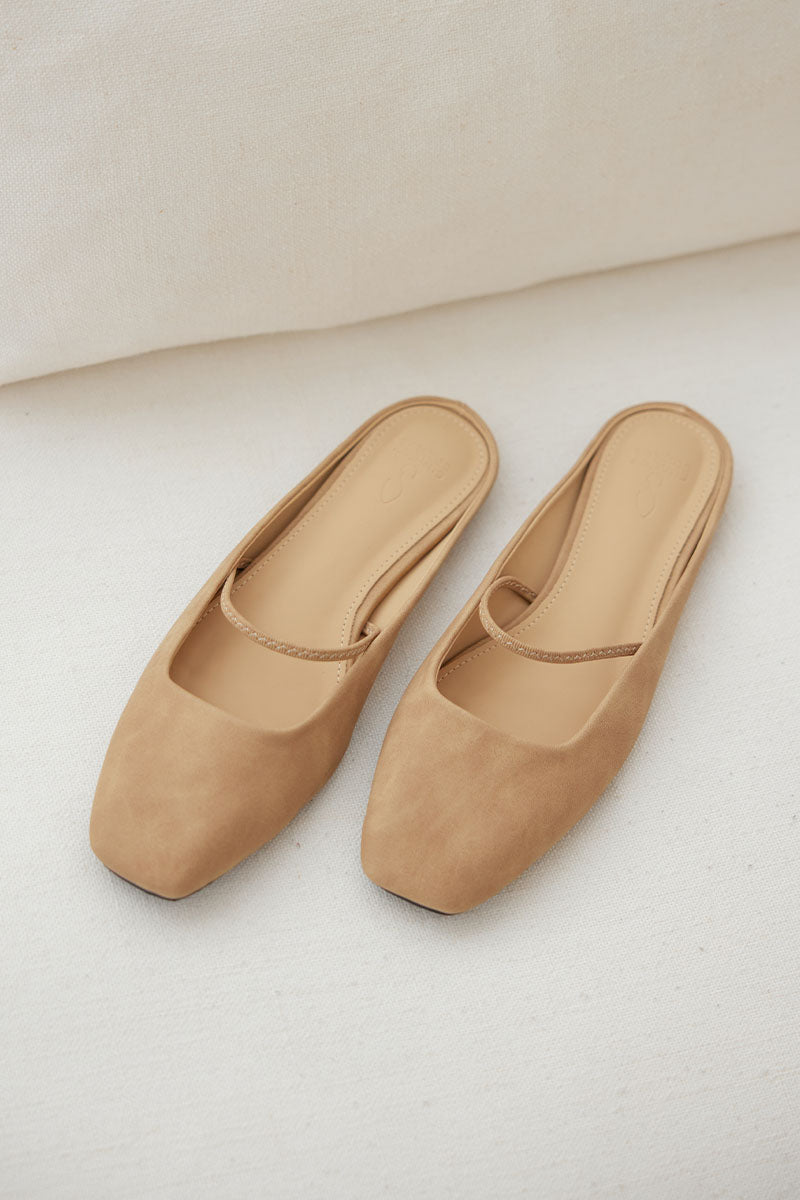 Greyer Slip-on Mule in Toffee Waterproof Suede