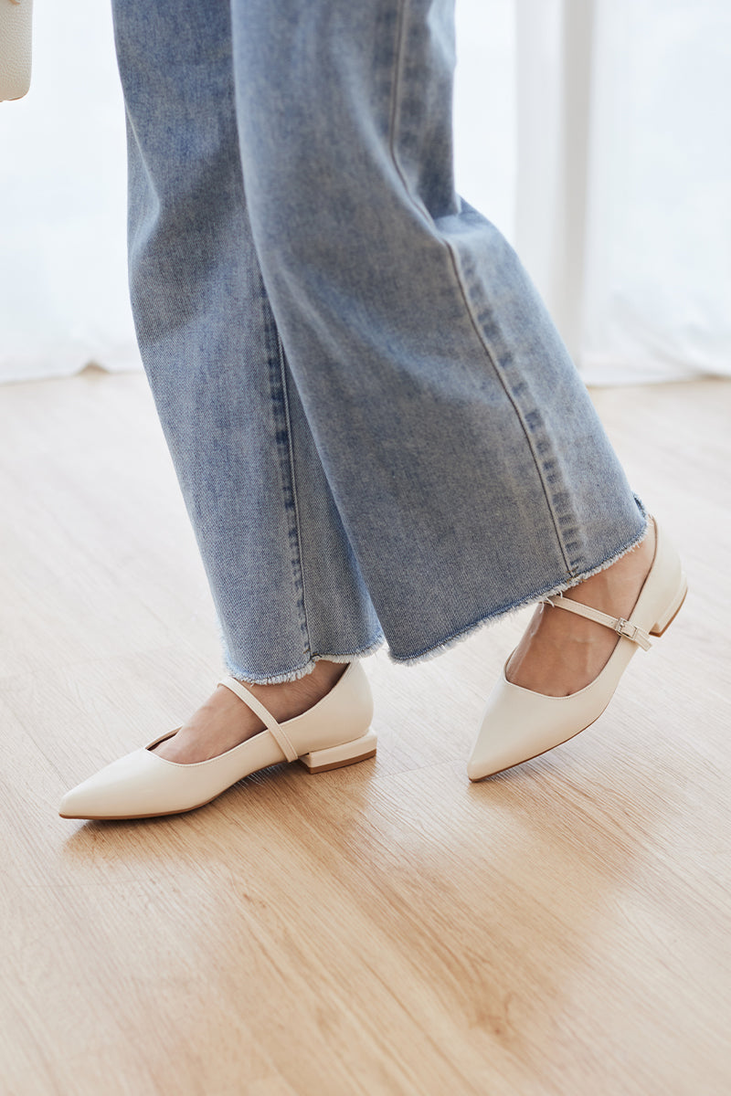 Jennie Maryjane Flats in Cream