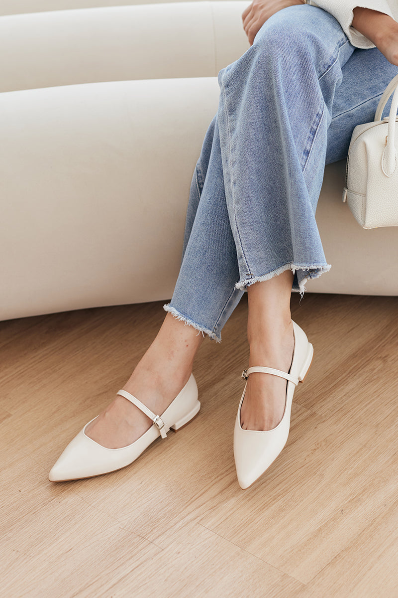 Jennie Maryjane Flats in Cream