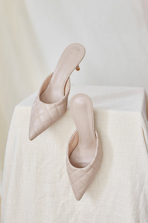 
                  
                    Opal Puffy Quilted Mules in Nude
                  
                
