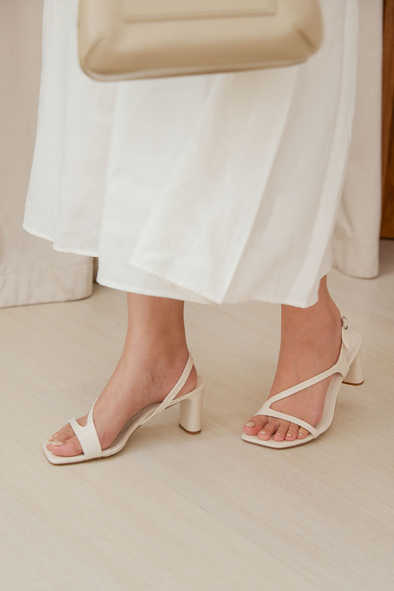 Yukki Strappy Sandal Heels in Cream