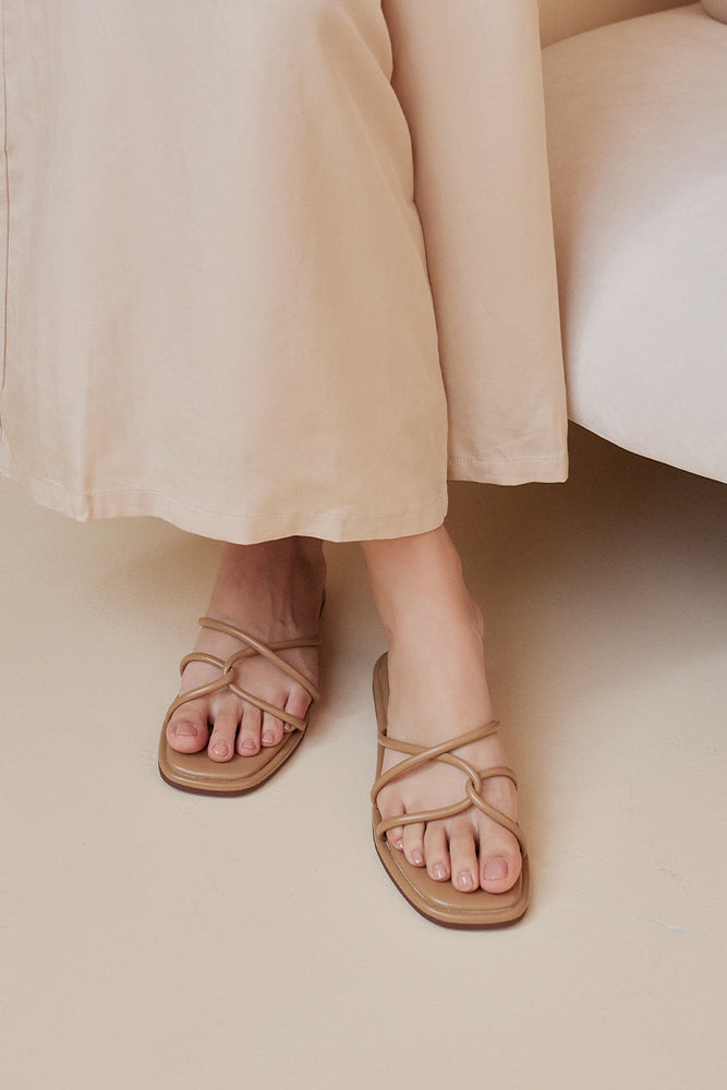
                  
                    Adelle Strappy Sliders in Peanut
                  
                