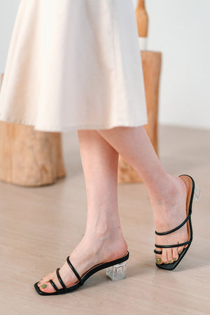 
                  
                    Alexis Strappy Clear Heels in Black
                  
                
