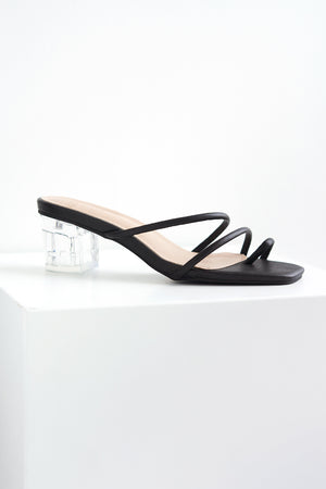 
                  
                    Alexis Strappy Clear Heels in Black
                  
                