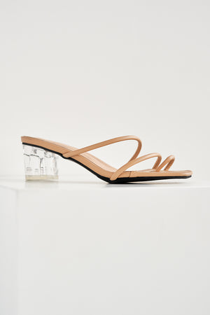 
                  
                    Alexis Strappy Clear Heels in Nude
                  
                