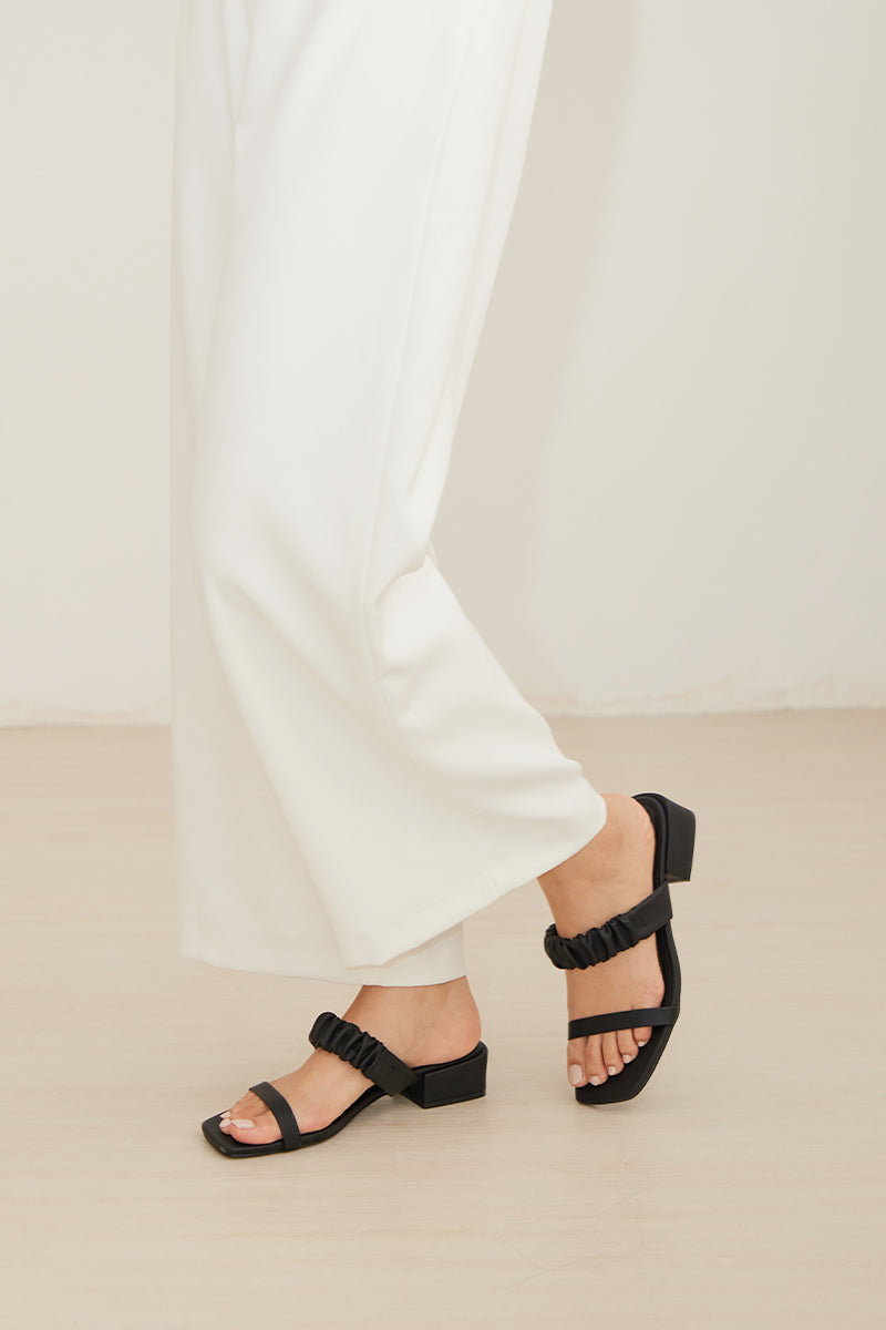 Cassia Ruched Heels in Black