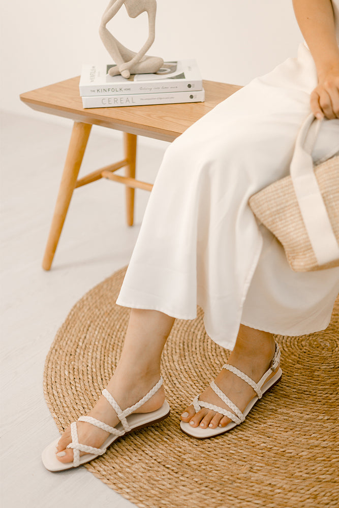 
                  
                    Celeste Braided Sandals in Cream
                  
                