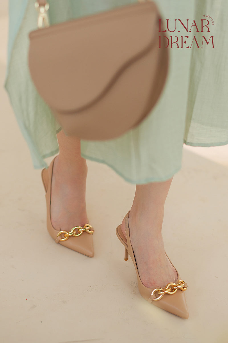 Chiara Chain Heels in Nude