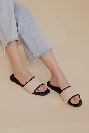 
                  
                    Cyrille Straw Sliders in Black
                  
                