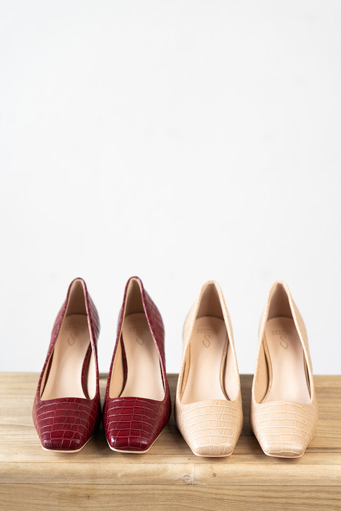 
                  
                    Bobbi Heels in Crocodile Wine
                  
                