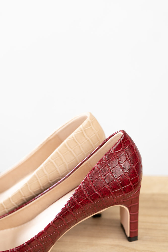 
                  
                    Bobbi Heels in Crocodile Wine
                  
                