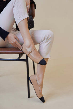 
                  
                    Elaina Contrasting Mary Jane Flats in Nude
                  
                