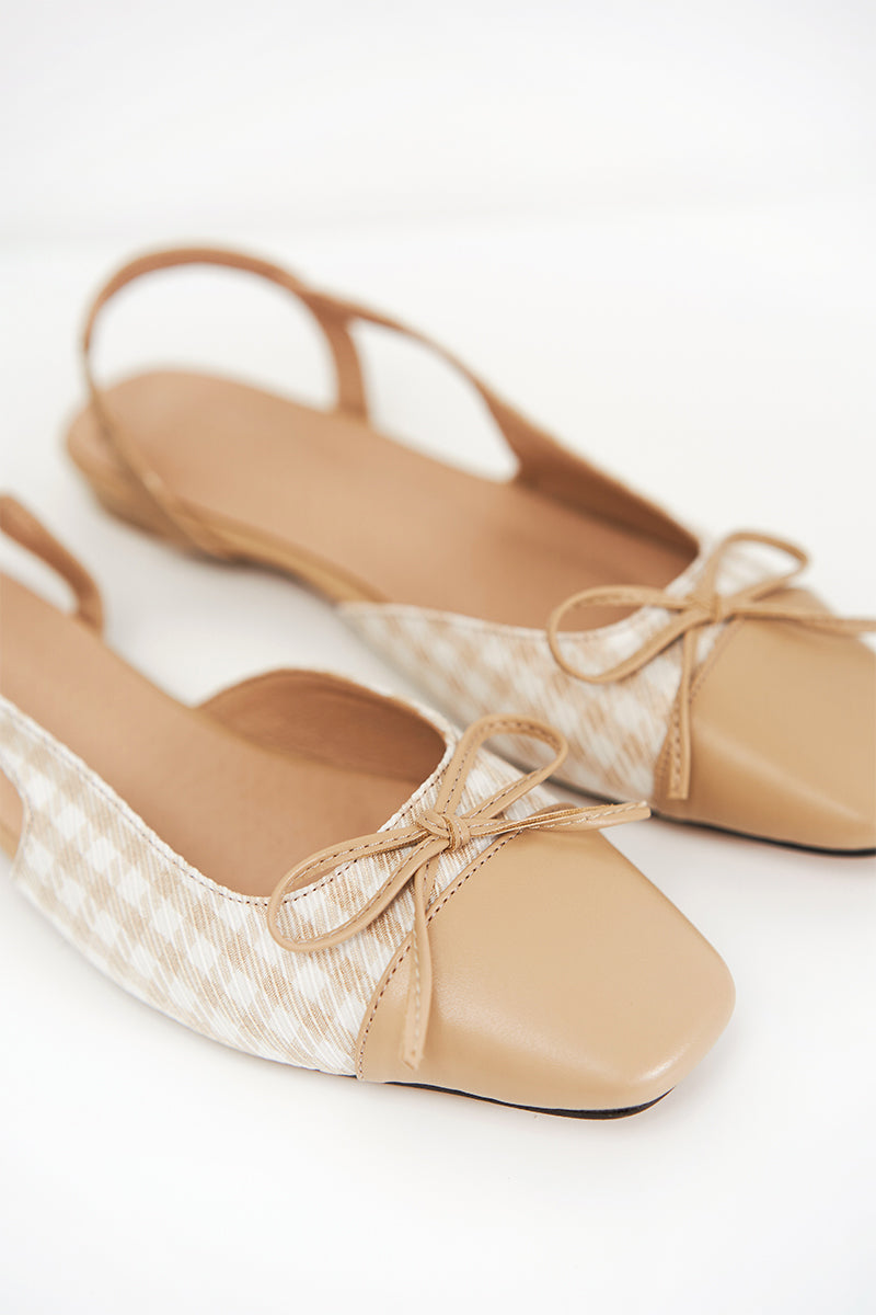 Hepburn Gingham Flats in Nude