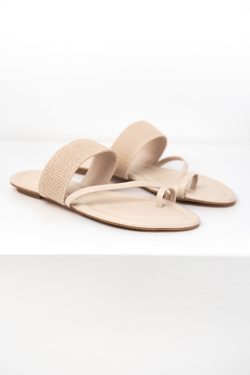 Imogen Straw Sliders in Cream