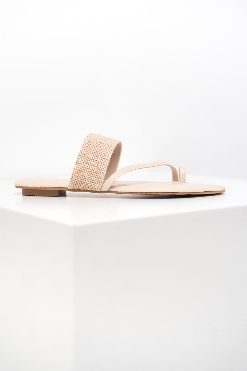 Imogen Straw Sliders in Cream