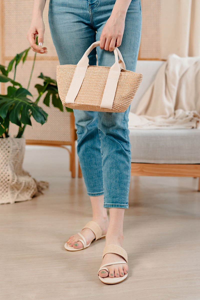 Imogen Straw Sliders in Cream